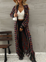 Boho-Chic Layering Knitted Tassel Mid-Length Open Front Cardigan Sweater
