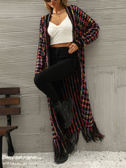 Boho-Chic Layering Knitted Tassel Mid-Length Open Front Cardigan Sweater