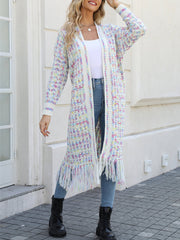 Boho-Chic Layering Knitted Tassel Mid-Length Open Front Cardigan Sweater