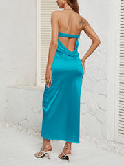 Strapless Backless Satin Bodycon Maxi Dress