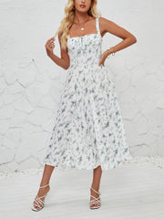 Floral Sleeveless Lace-Up Side Slit Dress Sundress