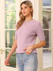 Short Sleeve Crew Neck Knit Casual Sweater Top
