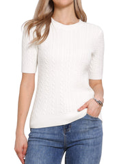 Short Sleeve Crew Neck Knit Casual Sweater Top