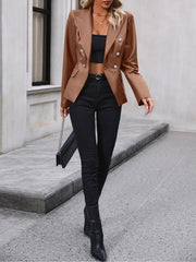 Double Breasted PU Leather Motorcycle Jacket