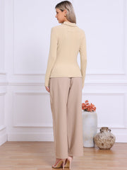 Mock Neck Long Sleeve Casual Pullover Knit Tops