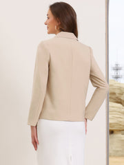 Double Breasted Notched Lapel Long Sleeve Work Office Blazer