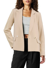 Double Breasted Notched Lapel Long Sleeve Work Office Blazer