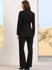 Long Sleeve Collared Business Casual Belted Work Blazer