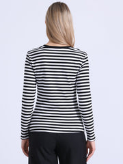 Striped Long Sleeve Crew Neck Casual Tops