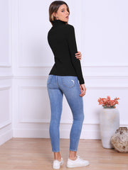 Mock Neck Long Sleeve Casual Pullover Knit Tops