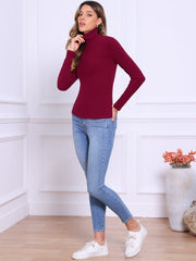 Mock Neck Long Sleeve Casual Pullover Knit Tops
