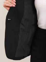 Shawl Lapel Ruched 3/4 Sleeves Pocketed Single Button Office Blazer