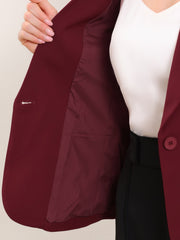 Shawl Lapel Ruched 3/4 Sleeves Pocketed Single Button Office Blazer