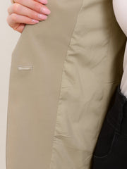 Shawl Lapel Ruched 3/4 Sleeves Pocketed Single Button Office Blazer