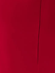 Solid Color 3/4 Sleeve Belted Slit Sheath Midi Dress