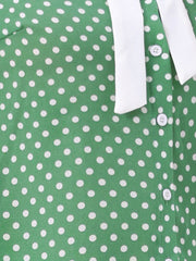 Polka Dot Peter Pan Collar Bow Tie Neck Puff Sleeve Vintage Shirt