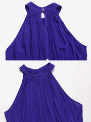 Halter Neck Sleeveless Pleated Wide Leg Jumpsuits