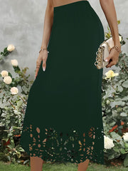 Solid Color Hollowed Out Fishtail Midi Skirt