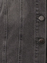 Casual Button Down Waistcoat Sleeveless Mid Long Denim Vest