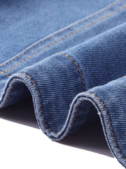 Collared Button Down Long Sleeve Denim Crop Jean Jacket