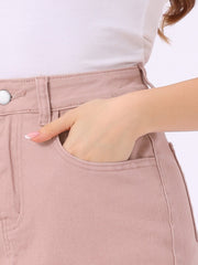 Casual Denim High Waist Stretchy Midi Pencil Jean Skirt