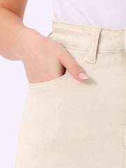 Casual Denim High Waist Stretchy Midi Pencil Jean Skirt