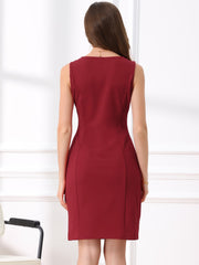 Sheath Striped Work Office Sleeveless Bodycon Pencil Dress