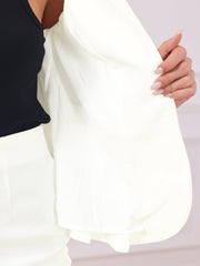 Long Sleeve Notched Lapel Peplum Blazer Pencil Skirt 2 Piece Set