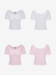 Y2K Style Lace Sheer Off Shoulder Blouse