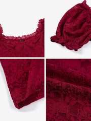 Y2K Style Lace Sheer Off Shoulder Blouse