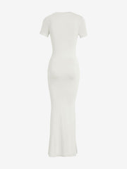 Solid Color Short Sleeve Bodycon Maxi Dress