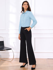 Long Sleeve Leotard Shirt Business Work Button Down Bodysuit