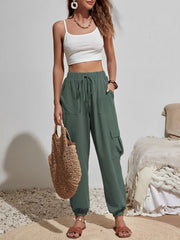 Cargo Solid Color Pocketed Casual Joggers Pants
