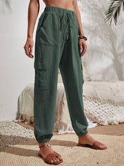 Cargo Solid Color Pocketed Casual Joggers Pants