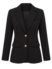 Notched Lapel Long Sleeve Single Breasted Work Blazer