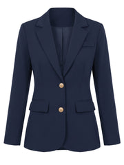 Notched Lapel Long Sleeve Single Breasted Work Blazer
