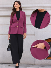 Notched Lapel Long Sleeve Single Breasted Work Blazer