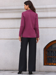 Notched Lapel Long Sleeve Single Breasted Work Blazer