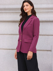 Notched Lapel Long Sleeve Single Breasted Work Blazer