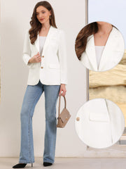 Notched Lapel Long Sleeve Single Breasted Work Blazer