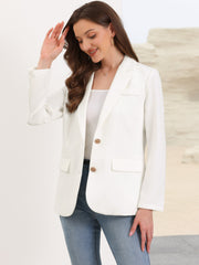 Notched Lapel Long Sleeve Single Breasted Work Blazer