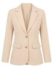 Notched Lapel Long Sleeve Single Breasted Work Blazer