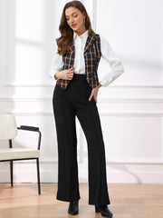 Plaid Waistcoat Notched Lapel Collar Single Breasted Vintage Vest