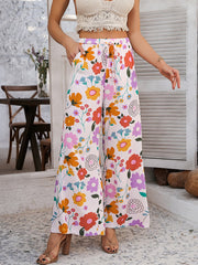 Casual Streetwear with Graphic Printed Elastic Waist Wide Relaxed Fit Leg Pants
