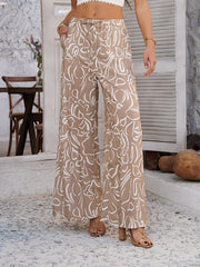 Casual Streetwear with Graphic Printed Elastic Waist Wide Relaxed Fit Leg Pants