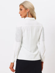 Glitter Fringe Long Sleeve Button Down Disco Party Cowgirl Blouse