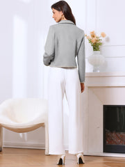 Notched Lapel Long Sleeve Dressy Casual Tweed Jacket