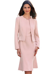 2 Pieces Long Sleeves Collarless Jacket & Sleeveless Fishtail Midi Dress Sets