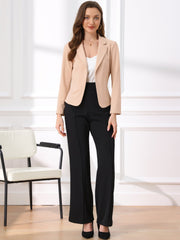Business Blazer Open Front Office Casual Work Crop Suit Jacket