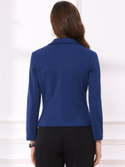 Business Blazer Open Front Office Casual Work Crop Suit Jacket